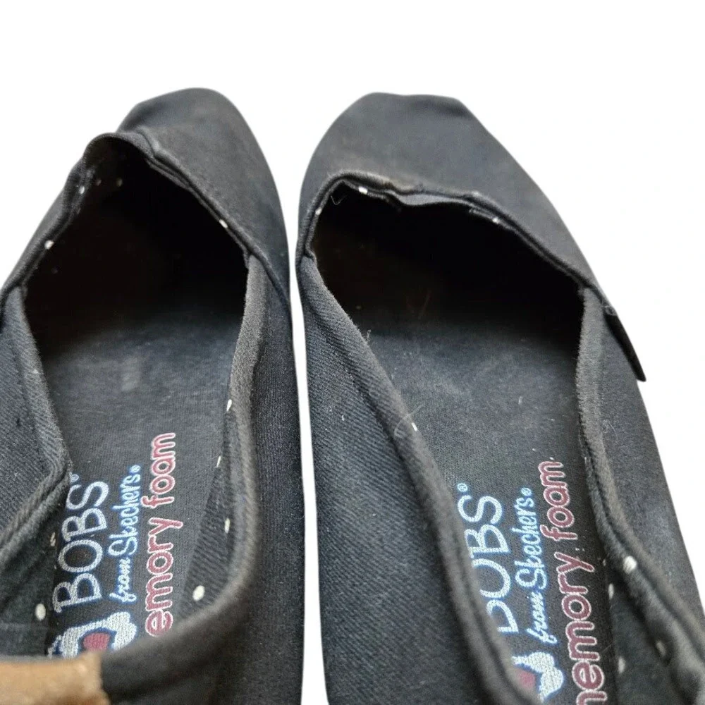 BOBS from Skechers‎ Espadrille Slip On Flats Casual Shoes Black Sz 8